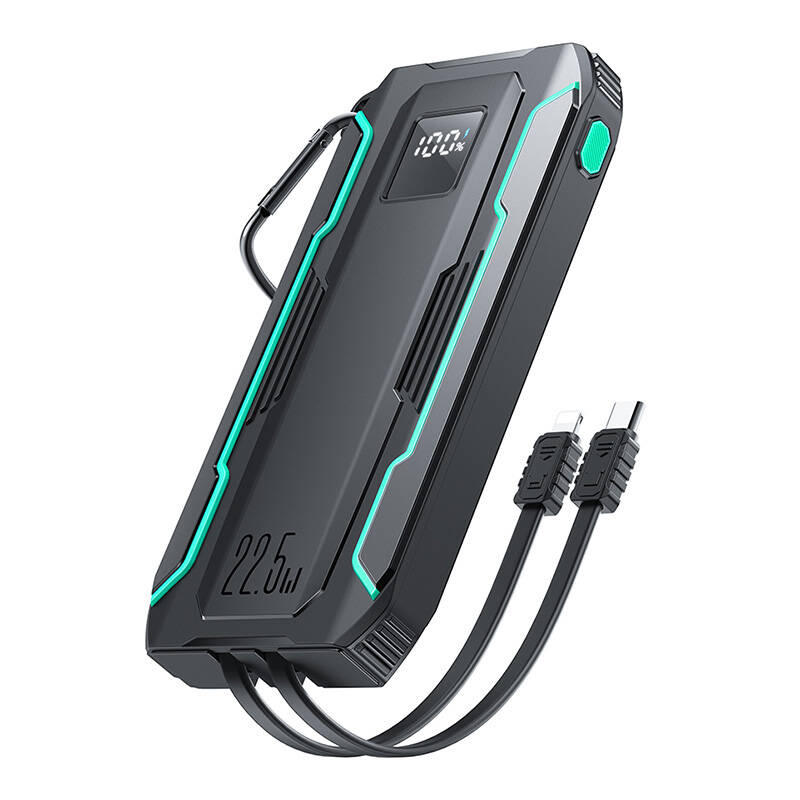 Joyroom JR-L017 10000mAh 22.5W Power Bank with Built-in USB-C / Lightning Cables, Black