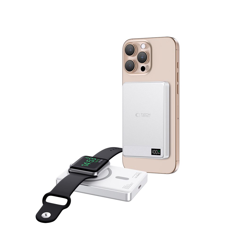 Išorinė baterija Tech-Protect PB33 LifeMag MagSafe 5000mAh, sidabrinė