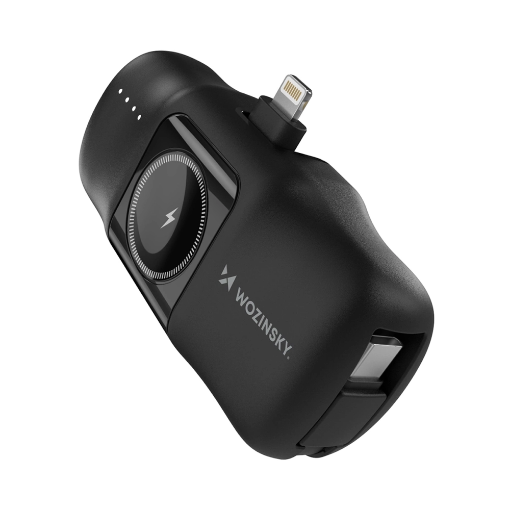 Wozinsky WF16-YLS 5000mAh 15W Mini Power Bank with Apple Watch Charger, Black