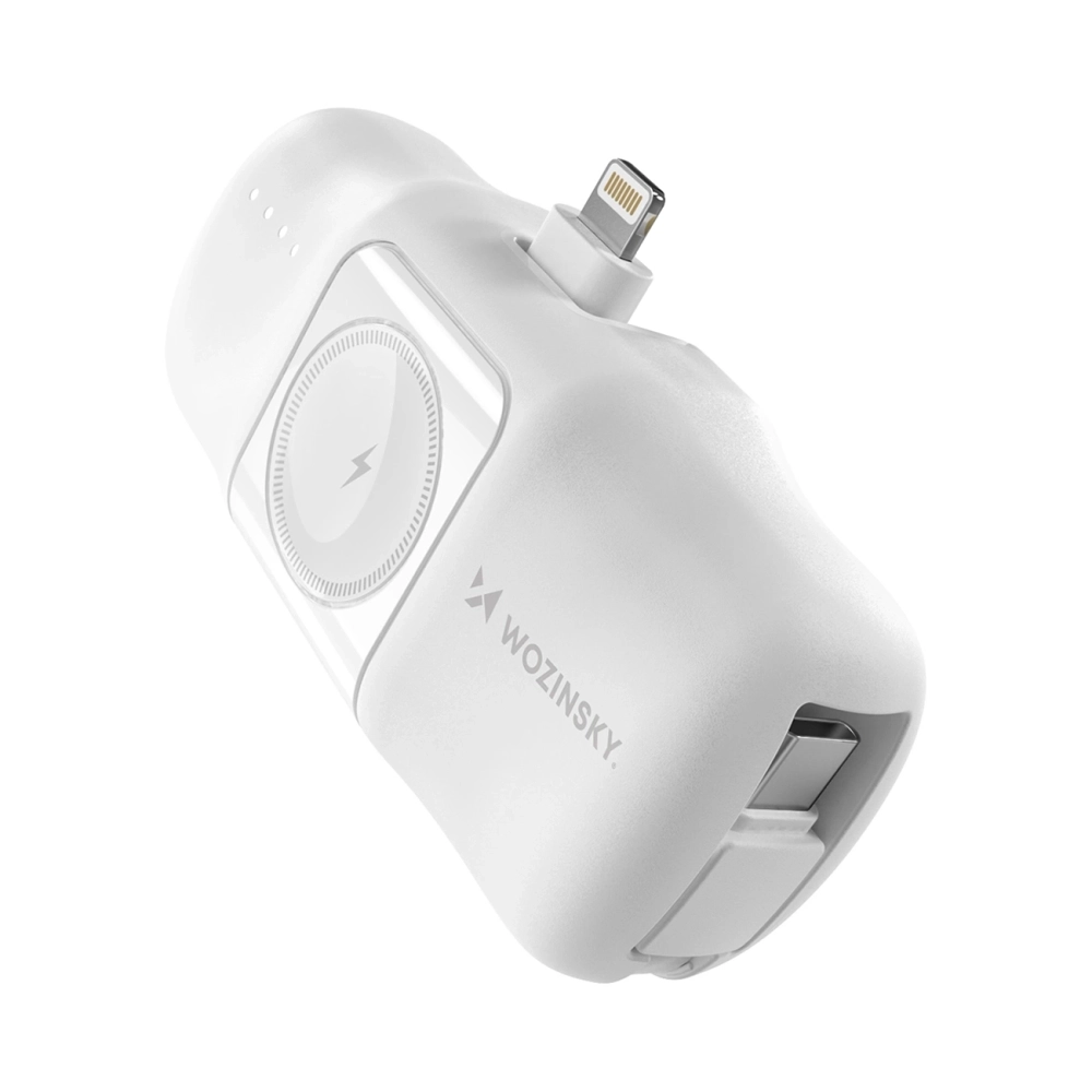 Wozinsky WF16-YLS 5000mAh 15W Mini Power Bank with Apple Watch Charger, White