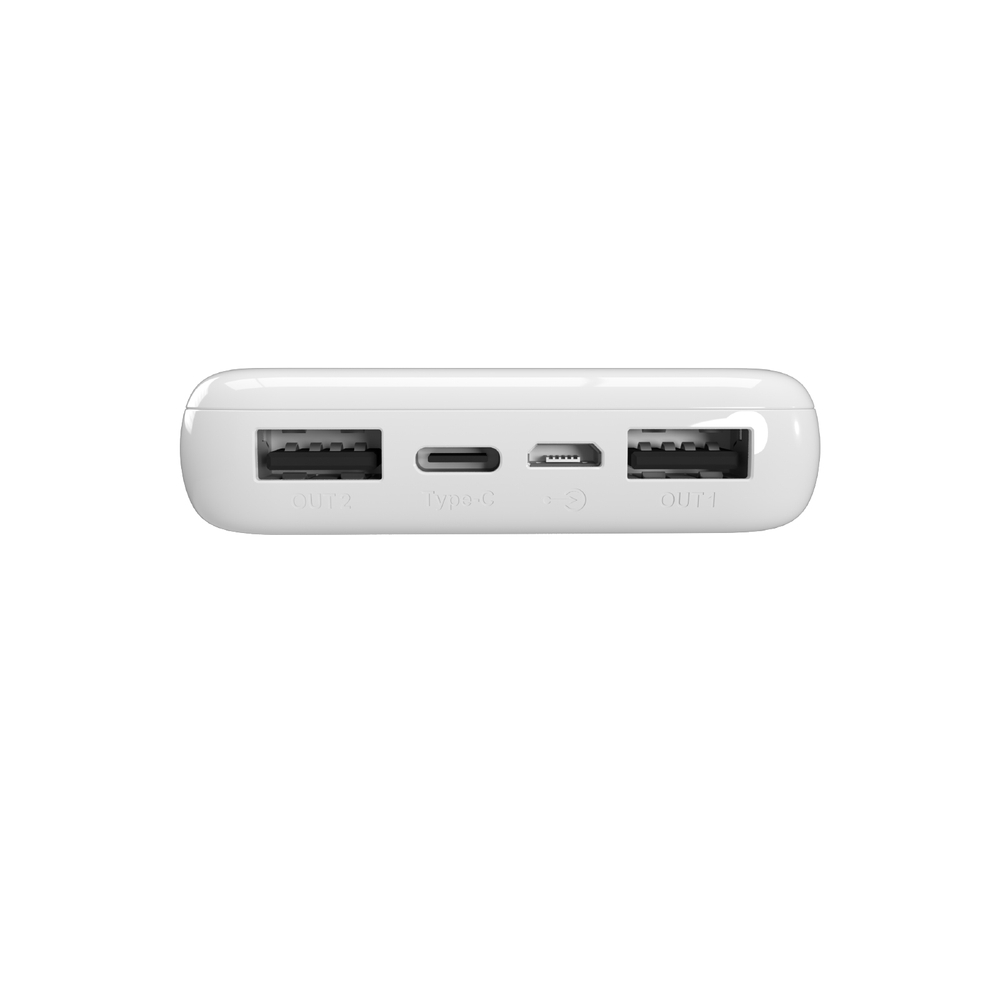Puro Elektrik White 10000mAh Išorinė Baterija 12W 2xUSB-A + USB-C, Balta