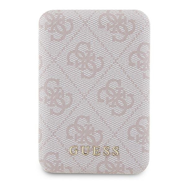 Išorinė baterija Guess 5000mAh 4G Leather Metal Logo MagSafe, rožinė