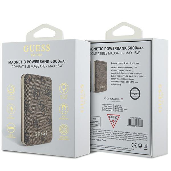 Išorinė baterija Guess 5000mAh 15W GUPB5FP4EMGW, ruda