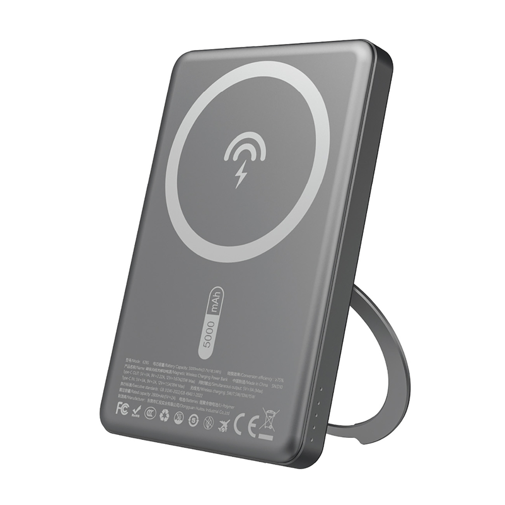 Dudao K28S 5000mAh Powerbank with MagSafe and Stand, Gray