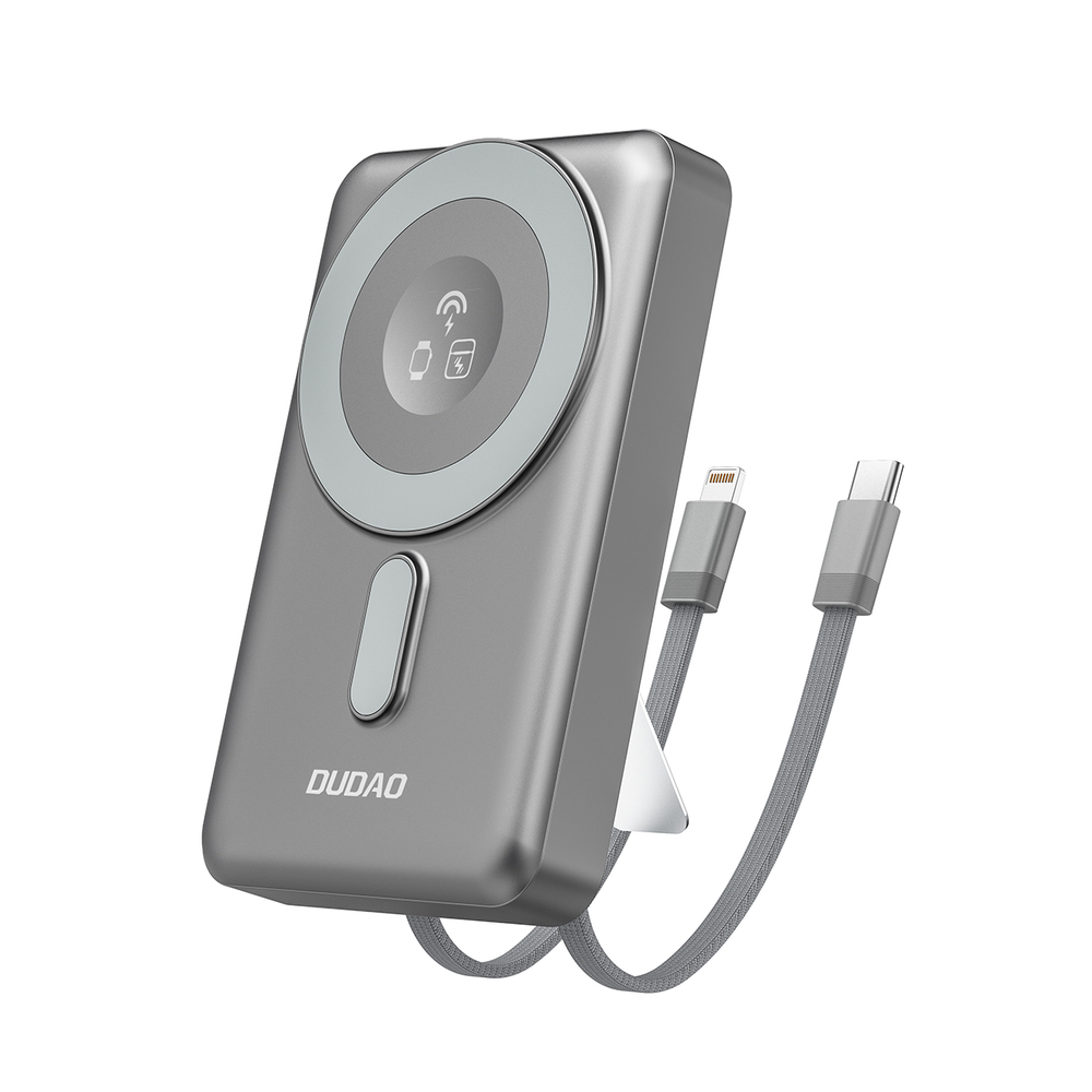 Dudao K29 10000mAh MagSafe Power Bank with Stand and Cables, Gray
