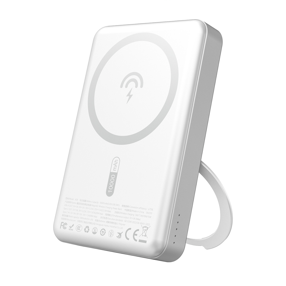 Dudao K28 10000mAh MagSafe Power Bank with Ring Stand, Silver