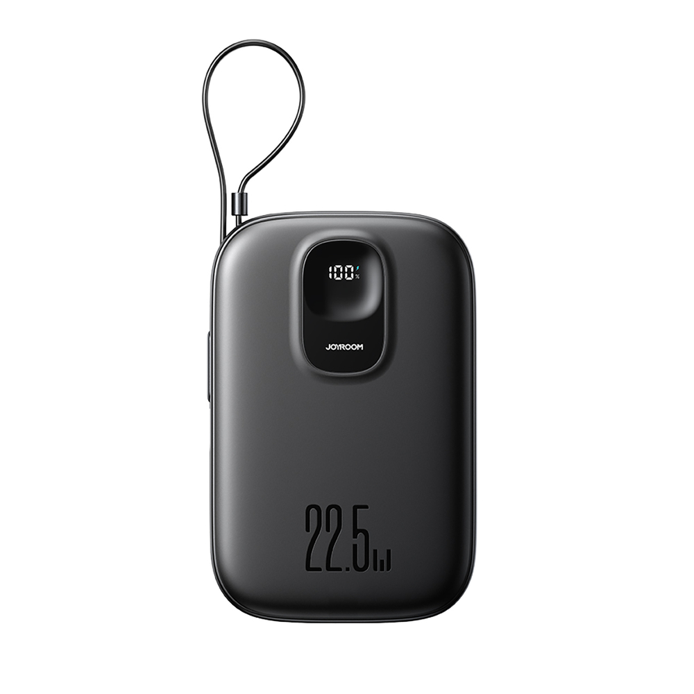 Joyroom JR-PBF18 22.5W 10000mAh Powerbank with Built-in Lightning Cable + USB-C Cable 0.25 cm - Black