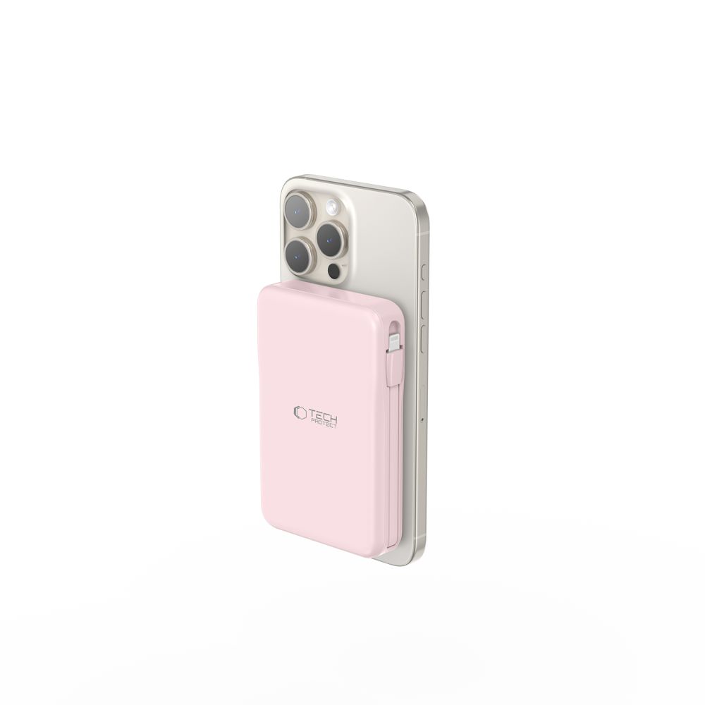 Tech-Protect PB31 LifeMag MagSafe išorinė baterija 10000 mAh, rožinė