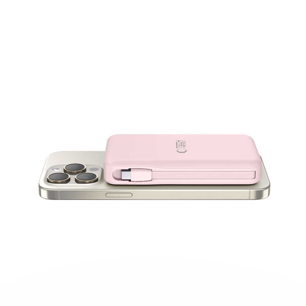 Tech-Protect PB31 LifeMag MagSafe išorinė baterija 10000 mAh, rožinė