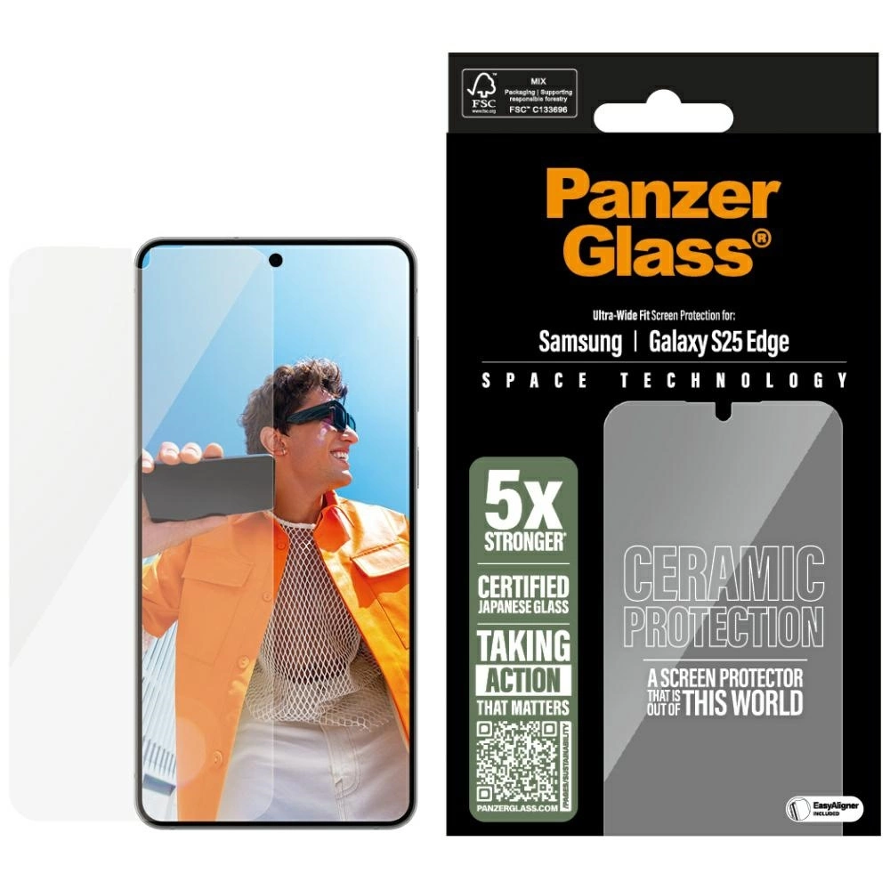 PanzerGlass Ultra-Wide Fit Ceramic Glass Samsung Galaxy S25 Edge - Clear