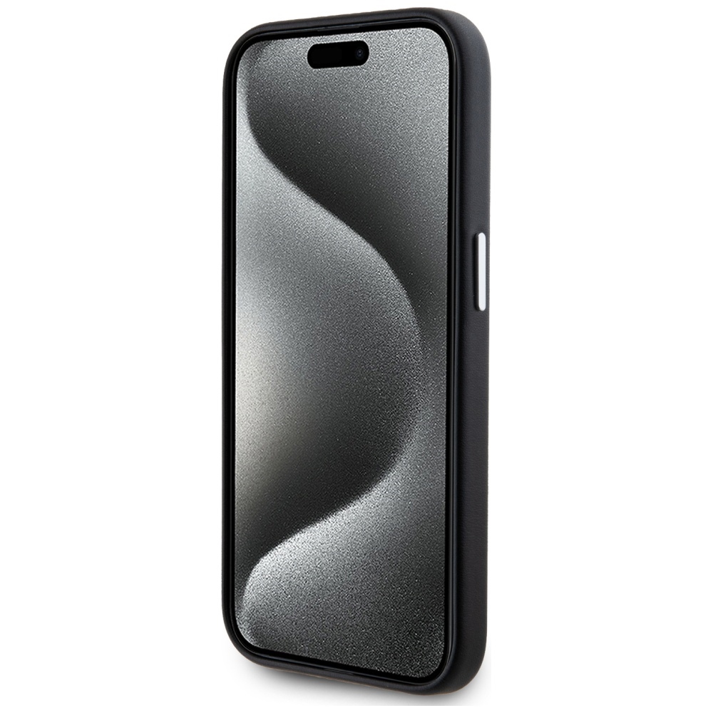Karl Lagerfeld dėklas iPhone 15 Pro Max telefonui FW Metal Plate MagSafe, juodas