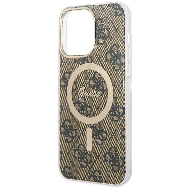 Guess dėklas iPhone 15 Pro Max telefonui IML 4G MagSafe, rudas