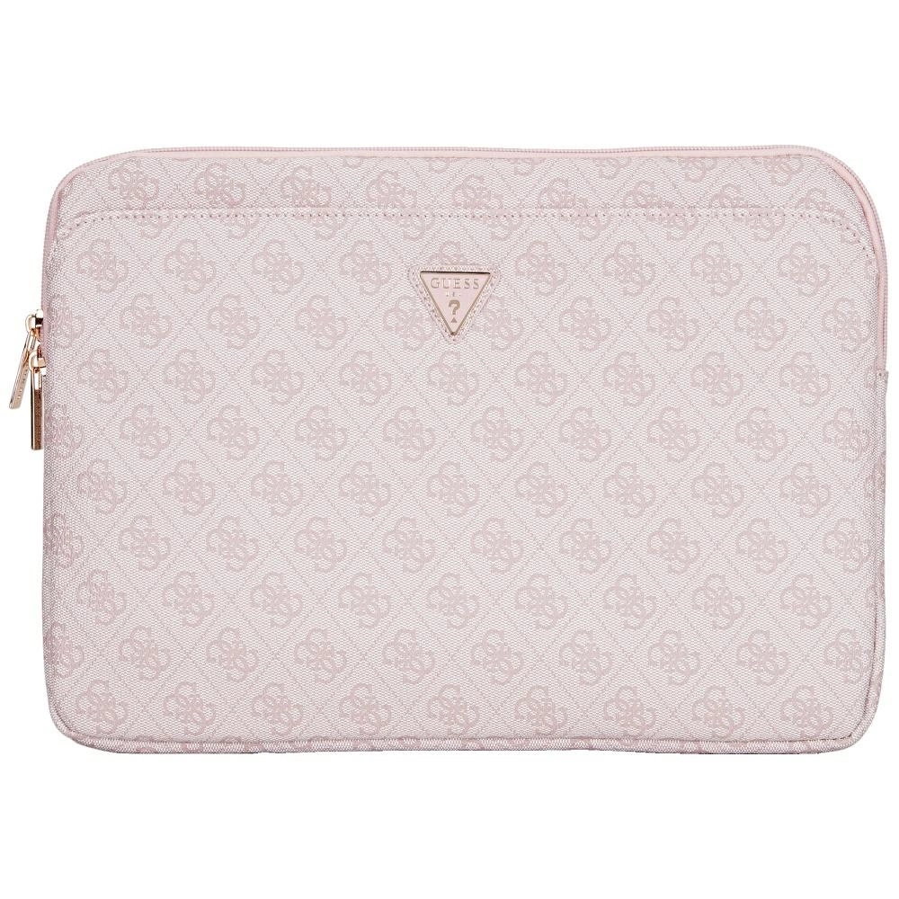 Guess Sleeve 4G Zipper Pocket Triangle Logo 14" nešiojamojo kompiuterio dėklas, rožinis