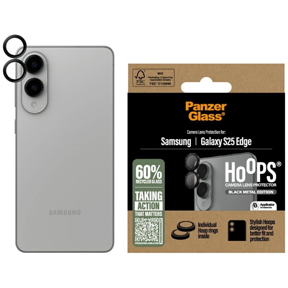 PanzerGlass Hoops Lens Protector Tempered Glass Samsung Galaxy S25 Edge - Black
