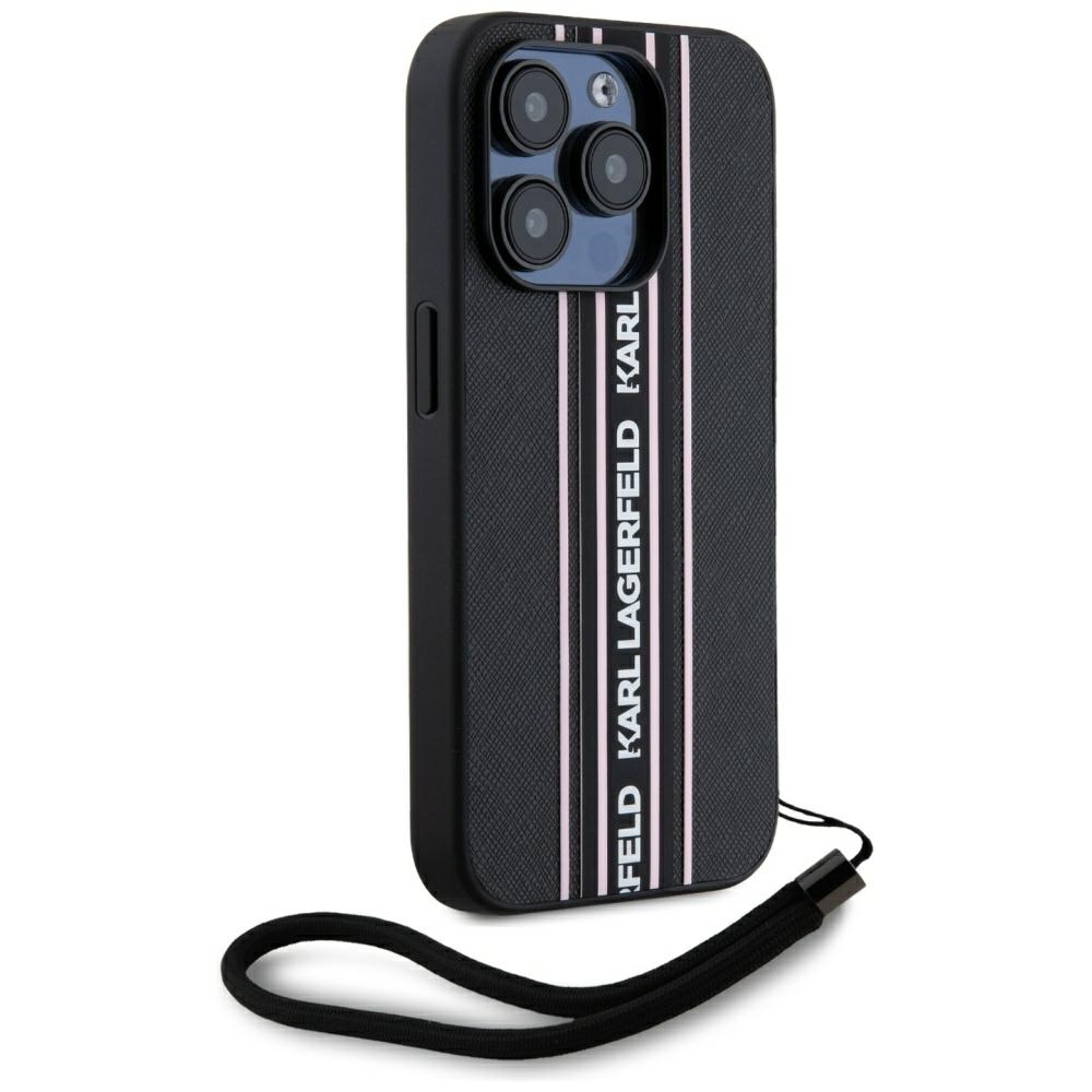 Karl Lagerfeld dėklas iPhone 15 Pro Max telefonui Saffiano Athleisure, rožinis