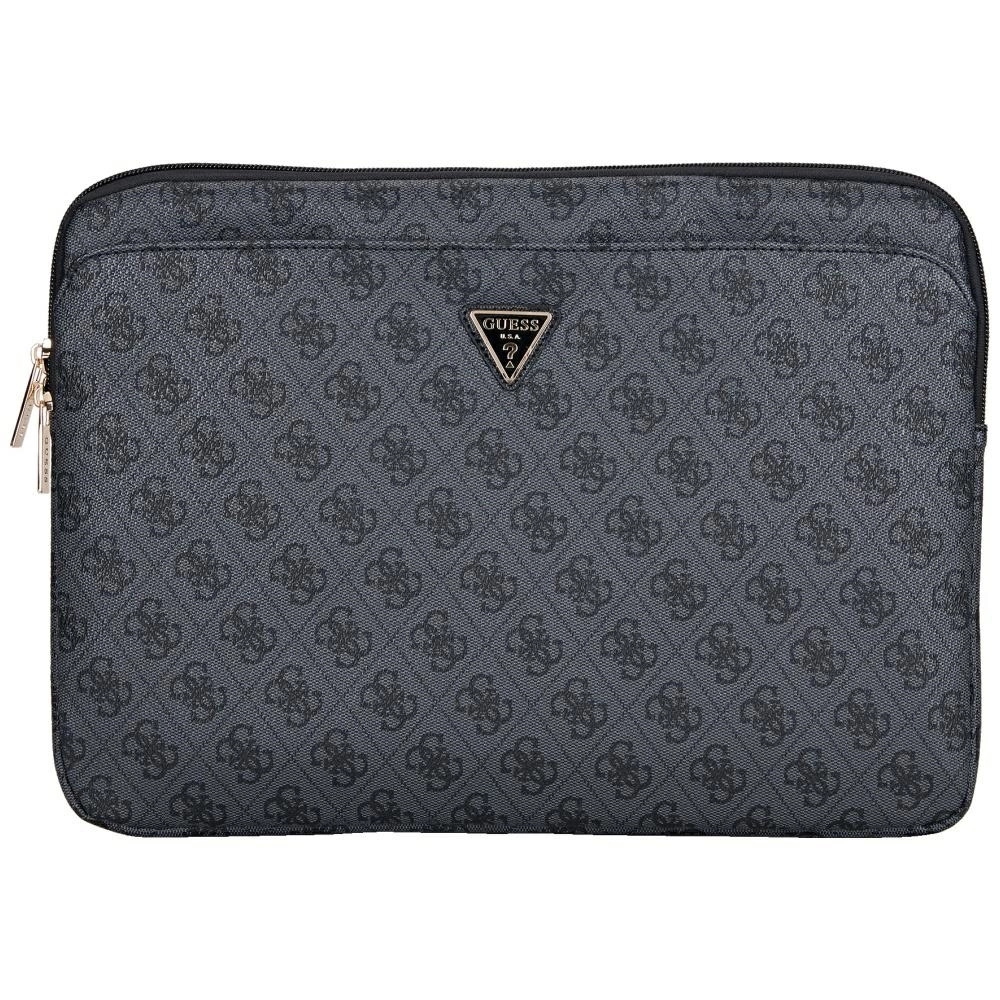Guess Sleeve 4G Zipper Pocket Triangle Logo 14" nešiojamojo kompiuterio dėklas, juodas