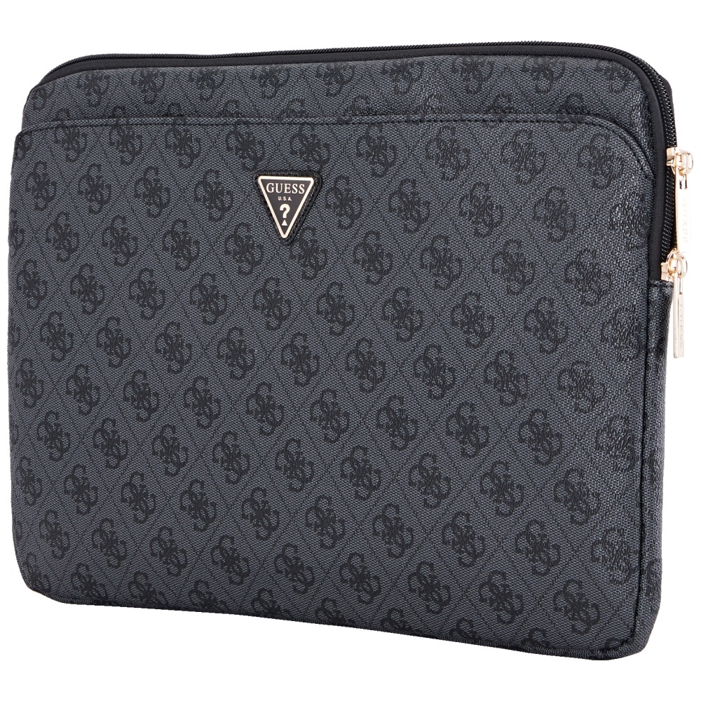 Guess Sleeve 4G Zipper Pocket Triangle Logo 14\" Laptop Bag - Black