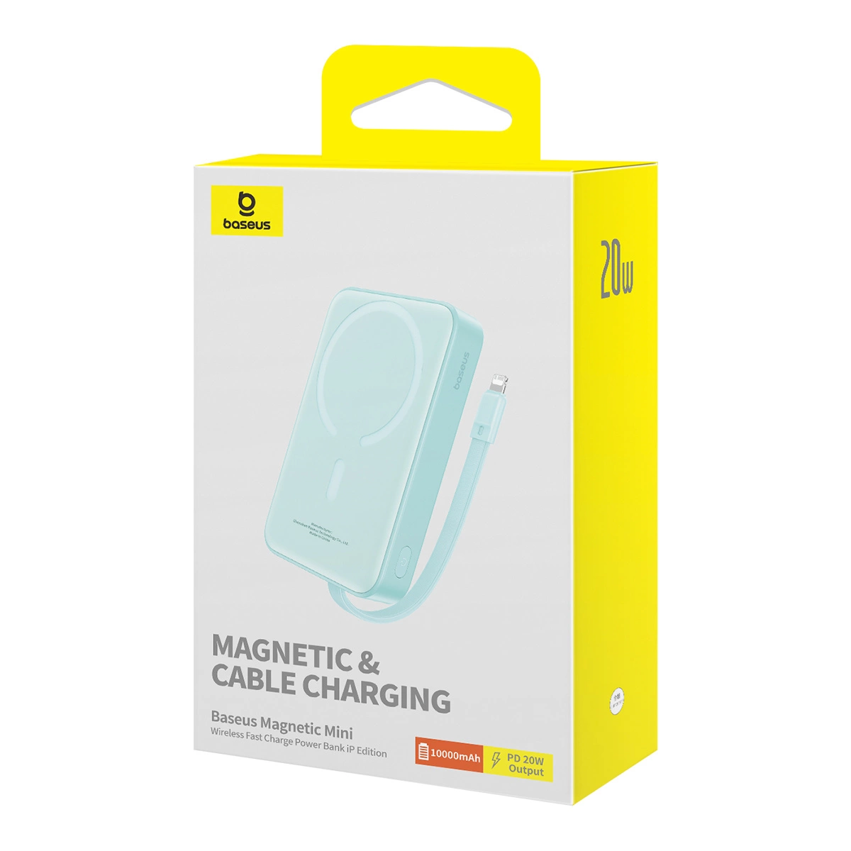 Baseus Magnetic Mini MagSafe išorinė baterija 10000mAh 20W su Lightning laidu, mėlyna