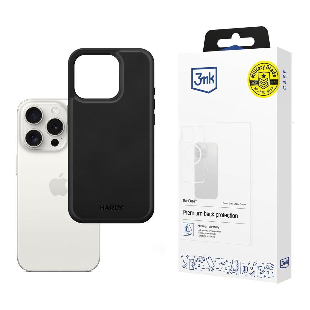 3mk Hardy Apple Silky Leather MagCase for iPhone 15 Pro Max, Black