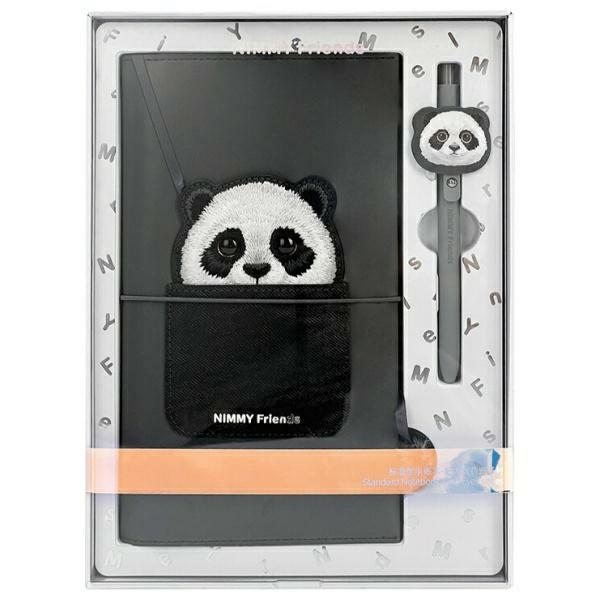 Nimmy Big Eyed Pet 2.0 Panda 2-in-1 Notebook + Pen Set, Black