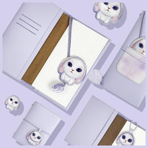 Nimmy Big Eyed Pet 2.0 Rabbit užrašų knygelės ir tušinuko rinkinys, violetinis
