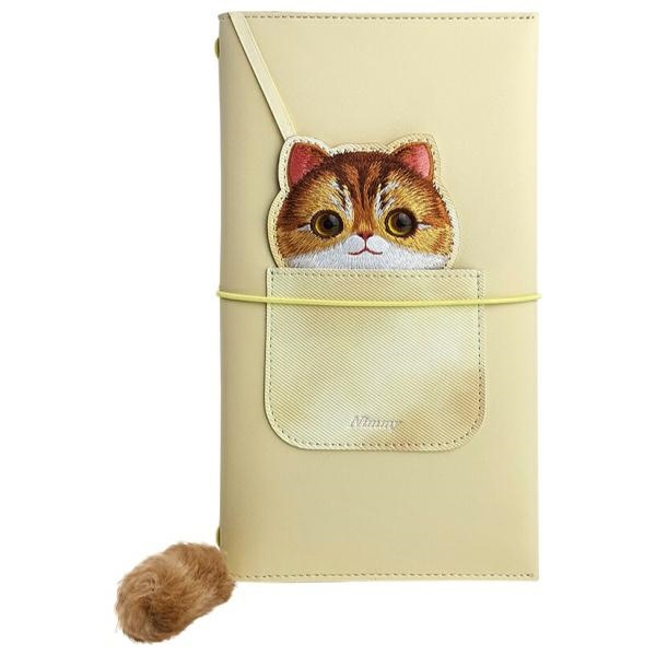 Nimmy Big Eyed Pet 2.0 Cat užrašų knygelės ir rašiklio rinkinys, smėlio spalvos