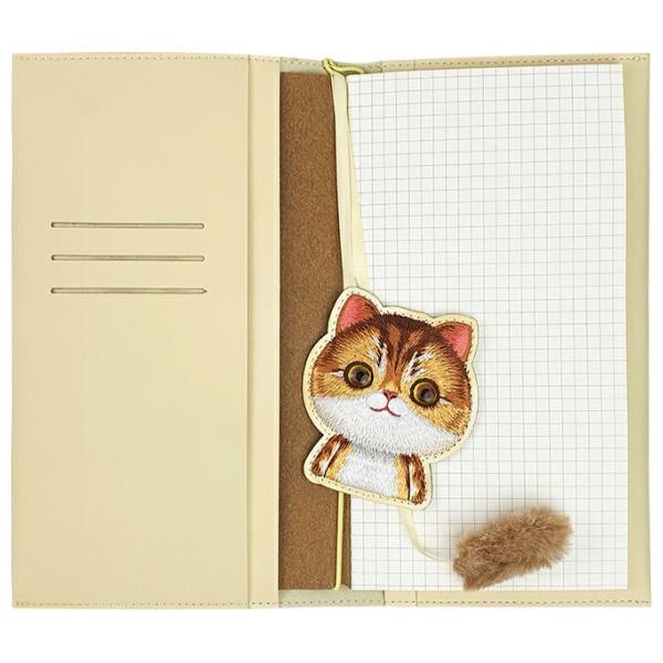Nimmy Big Eyed Pet 2.0 Cat užrašų knygelės ir rašiklio rinkinys, smėlio spalvos