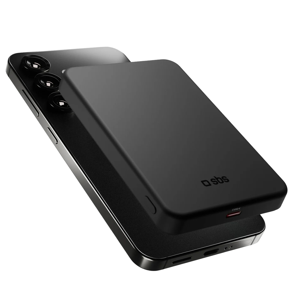 Išorinė baterija SBS Mag Power Qi2 5000 mAh su MagSafe, juoda