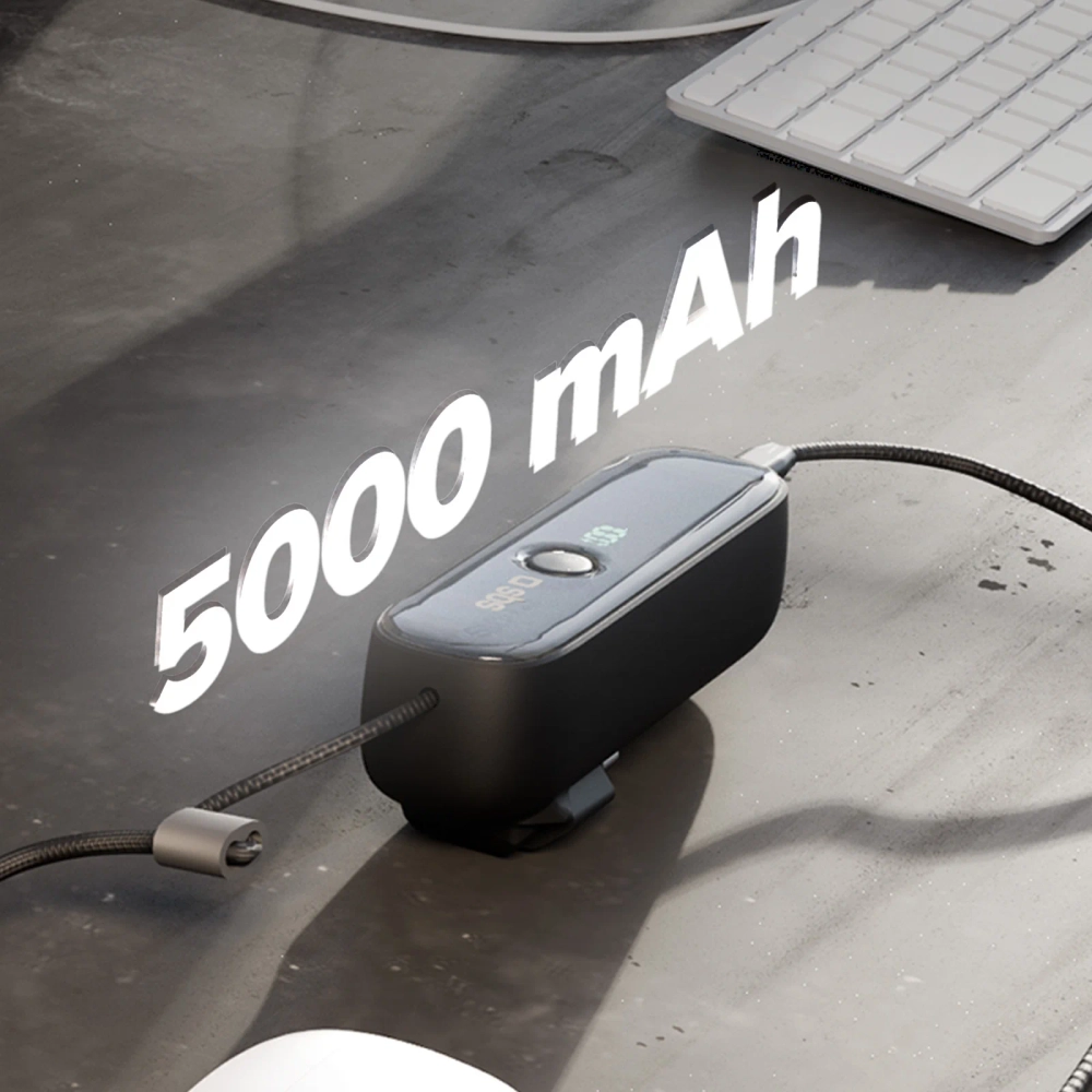 Išorinė baterija SBS Hybrid 5000mAh PD 20W su integruotu laidu, juoda