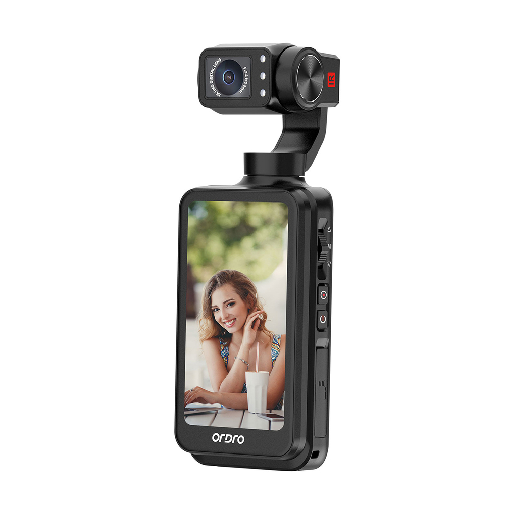 Ordro Pocket M5 3-ašis vaizdo stabilizatorius ir kamera, 5K, juoda