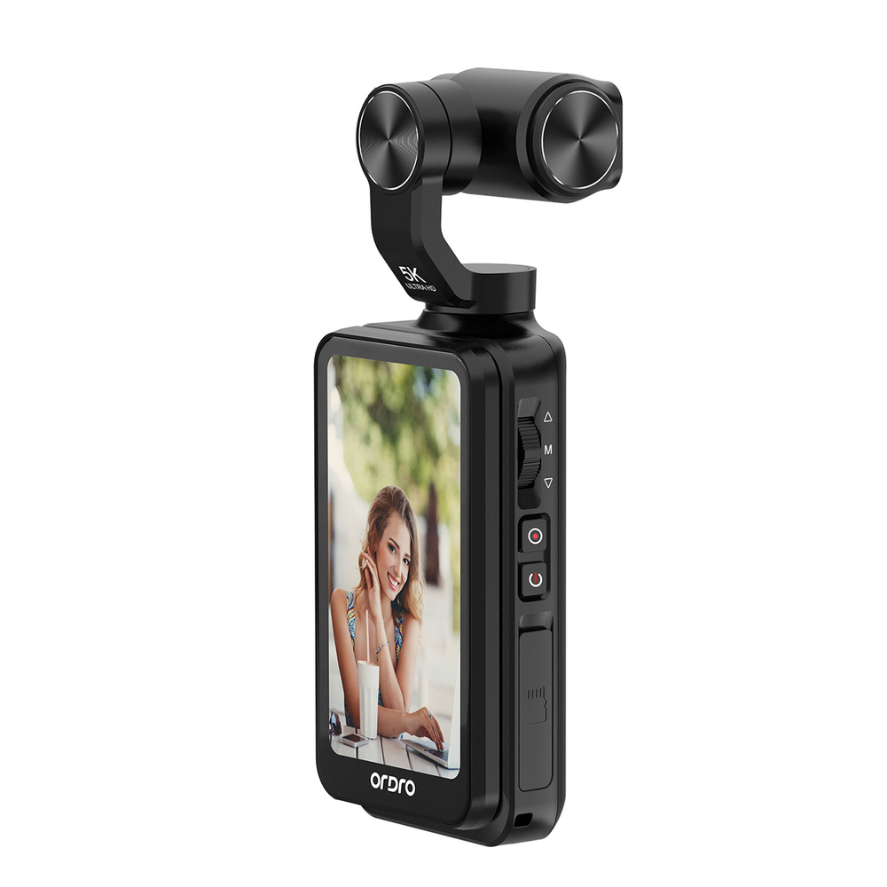Ordro Pocket M5 3-ašis vaizdo stabilizatorius ir kamera, 5K, juoda