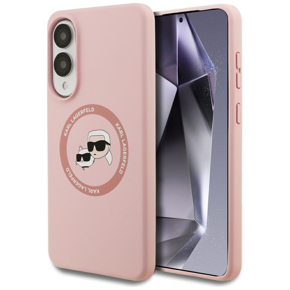 Karl Lagerfeld dėklas Samsung Galaxy S25 Edge Magnetic Silicone Double Heads, rožinis