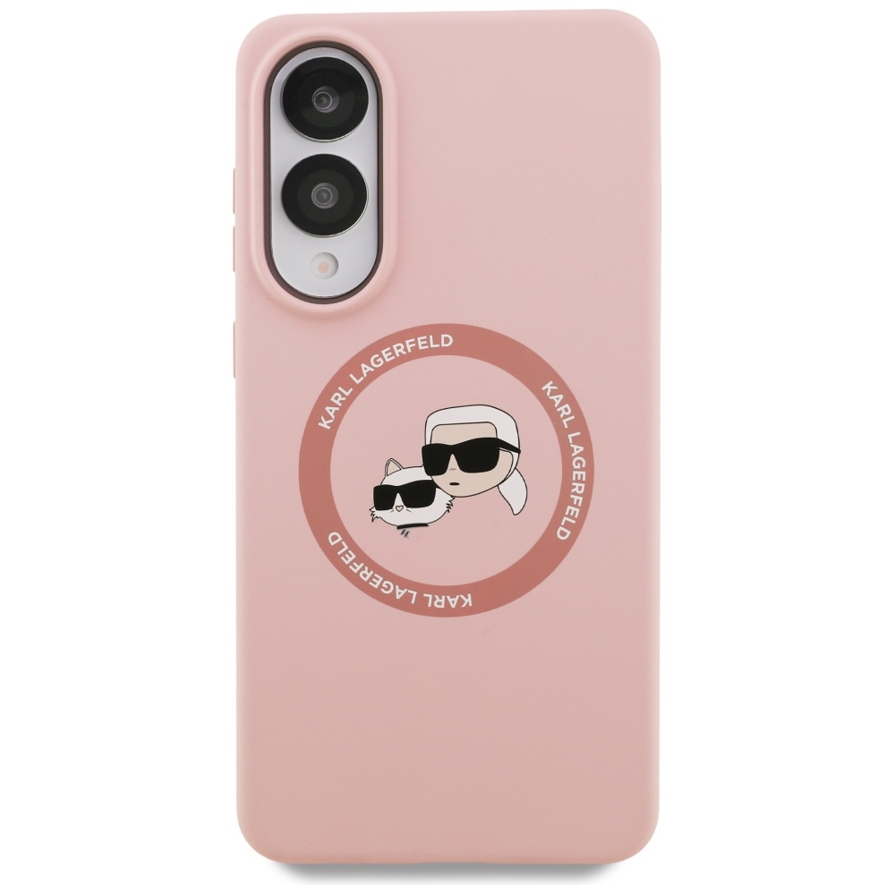 Karl Lagerfeld dėklas Samsung Galaxy S25 Edge Magnetic Silicone Double Heads, rožinis