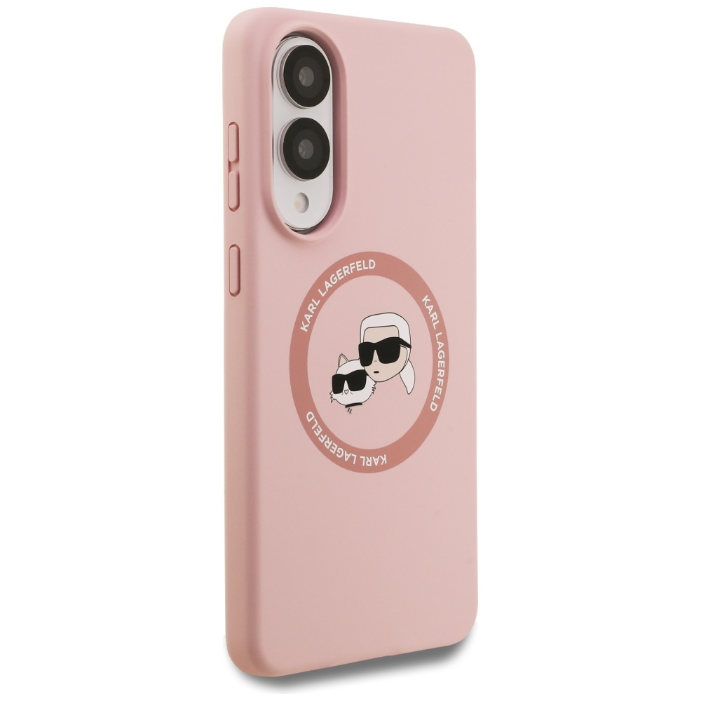 Karl Lagerfeld dėklas Samsung Galaxy S25 Edge Magnetic Silicone Double Heads, rožinis