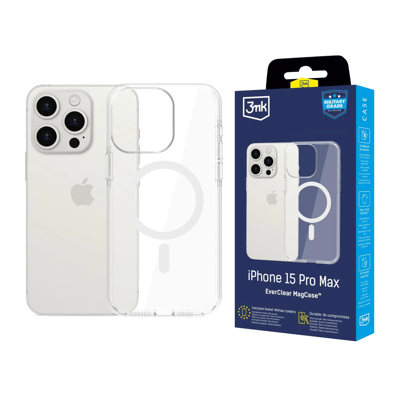 3mk EverClear MagPhone Case Cover Apple iPhone 15 Pro Max - Transparent