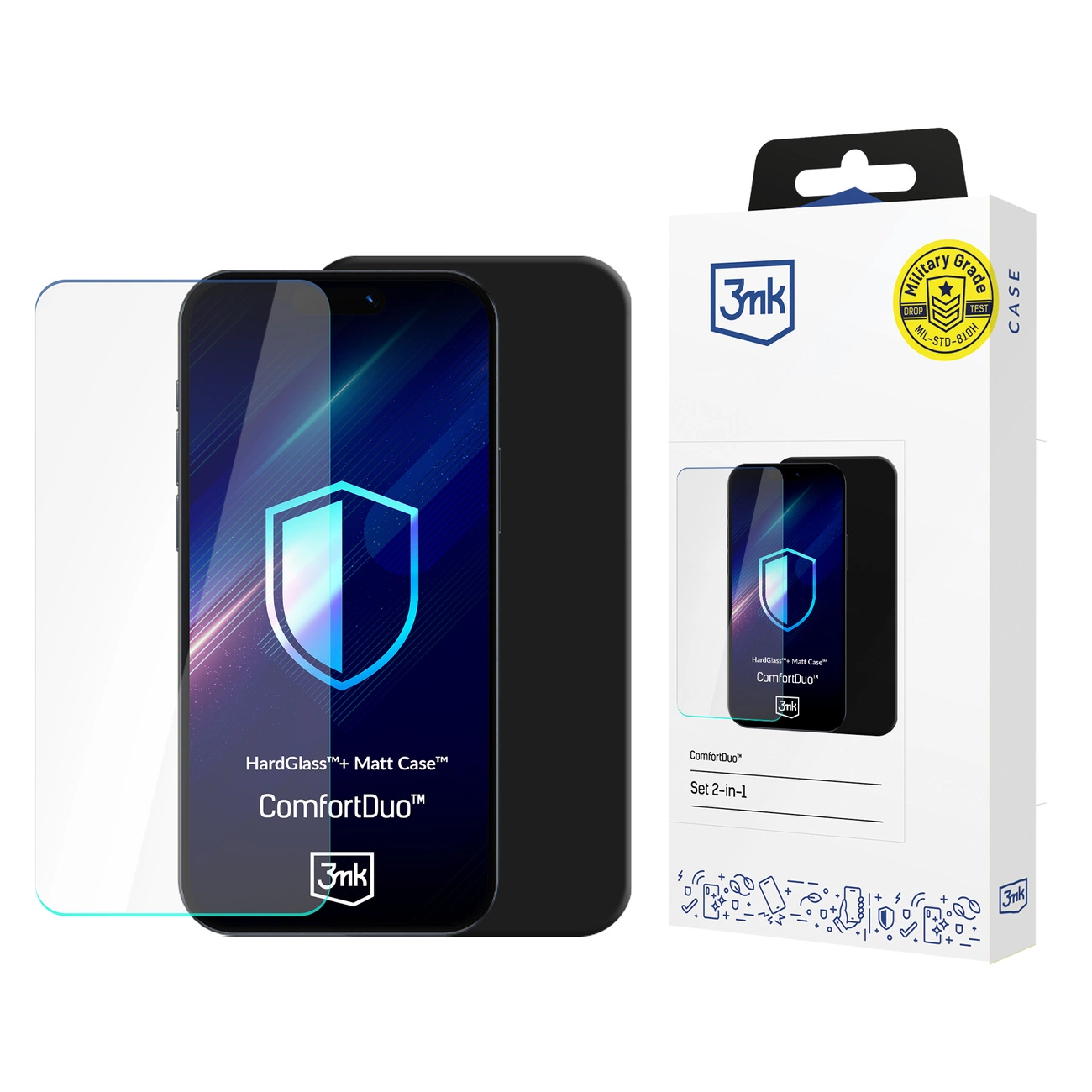 3mk ComtDuo Matt Black MagCase protective set case + glass Samsung Galaxy A36 / A56 - matt black