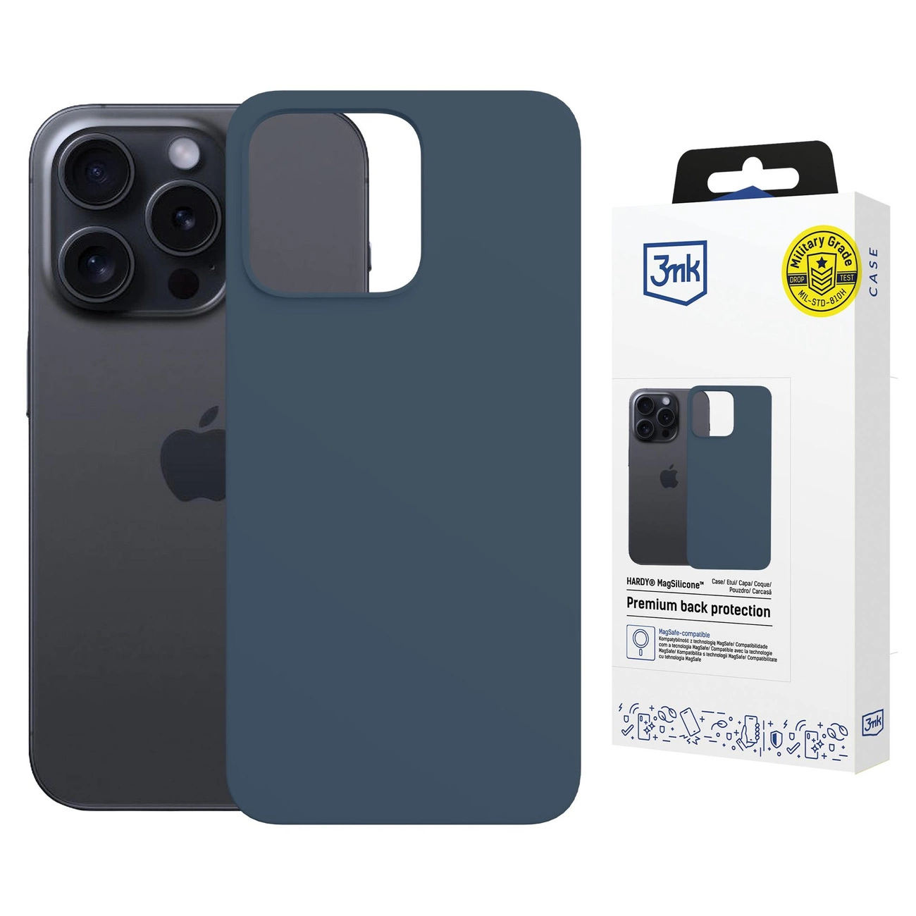 3mk Hardy MagSilicone Phone Case Cover Apple iPhone 15 Pro Max - Navy Blue