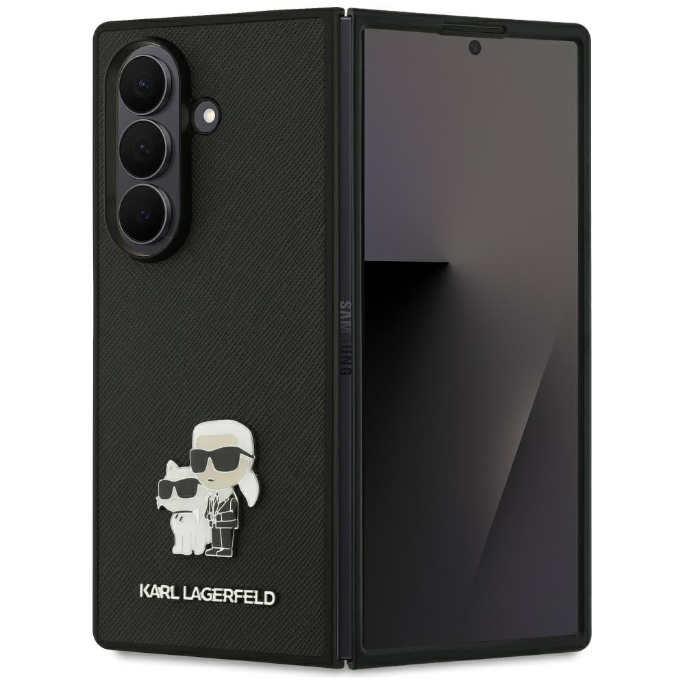 Karl Lagerfeld Saffiano Karl & Choupette dėklas Samsung Galaxy Z Fold7, juodas