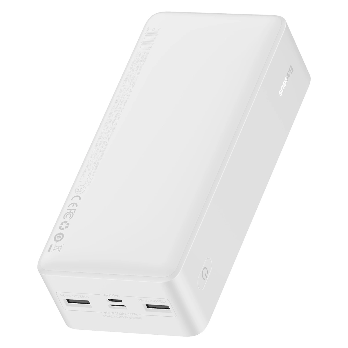 Baseus Bipow išorinė baterija su ekranu, 30000mAh, 15W, balta