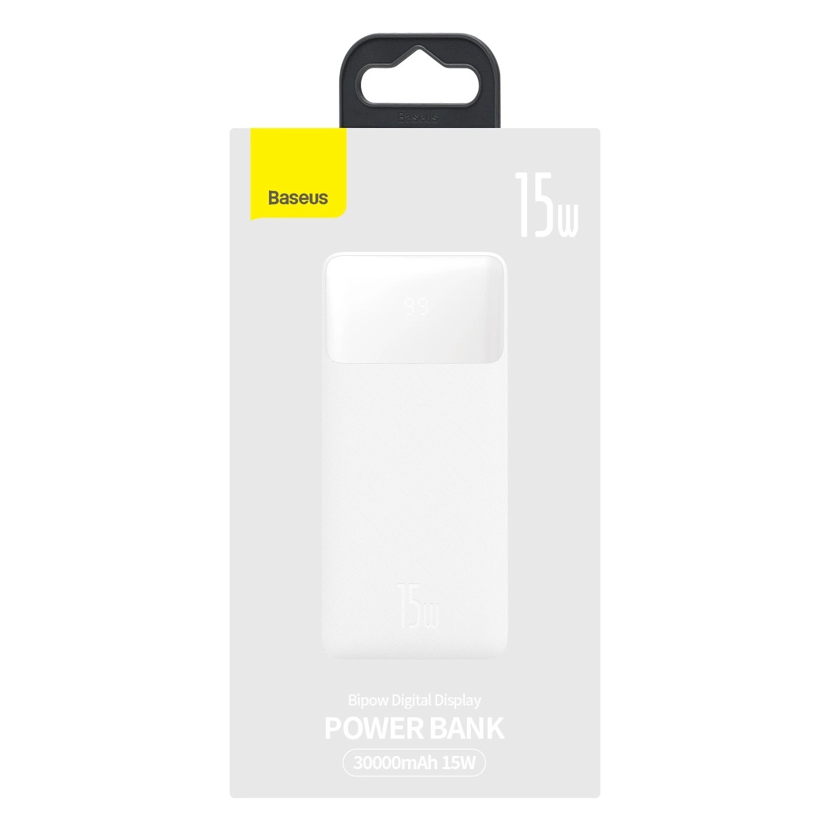 Baseus Bipow išorinė baterija su ekranu, 30000mAh, 15W, balta