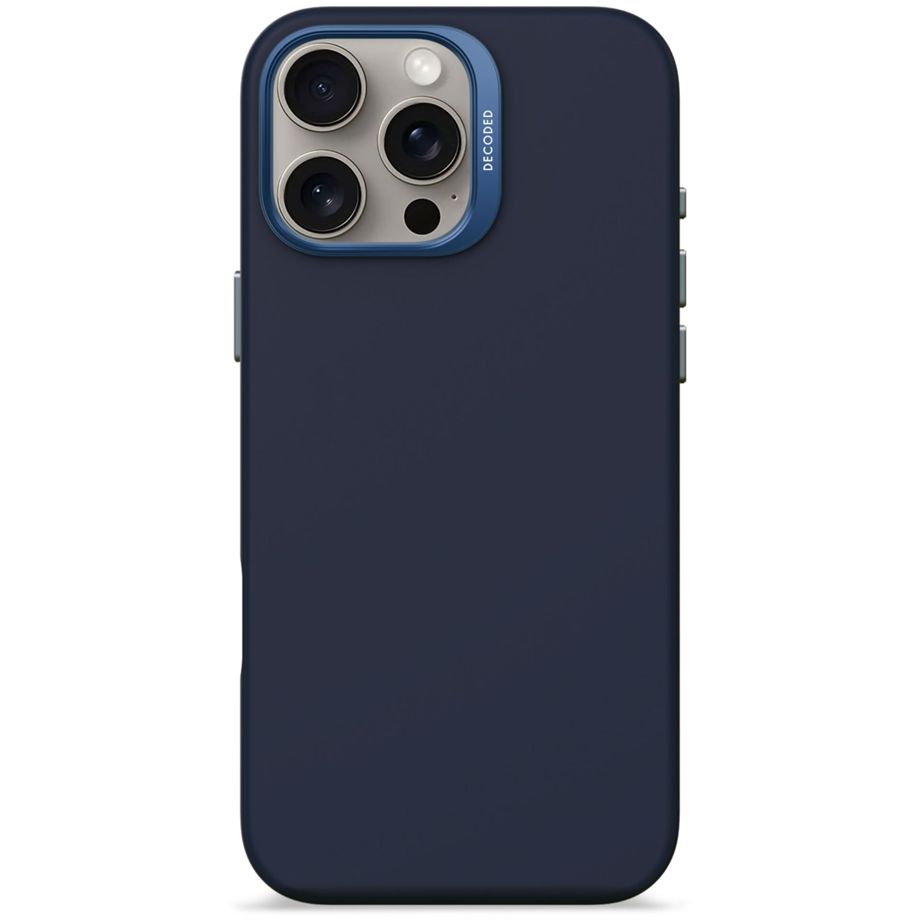 Decoded Silicone MagSafe dėklas skirtas iPhone 16 Pro Max, tamsiai mėlynas