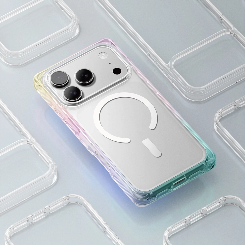 AmazingThing dėklas iPhone 17 Pro Max MagSafe, skaidrus su vaivorykštės efektu
