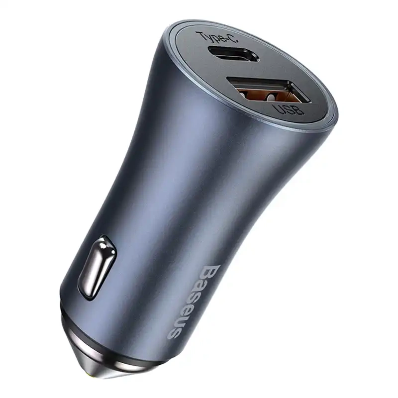 Baseus Golden Contactor Pro fast car charger USB Type C / USB 40 W Power Delivery 3.0 Quick Charge 4 + SCP FCP AFC gray...