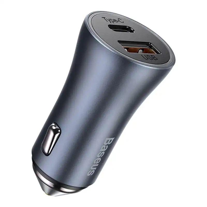 Baseus Golden Contactor Pro car charger USB-C / USB-A 40W PD QC 4+ SCP FCP AFC + cable - gray