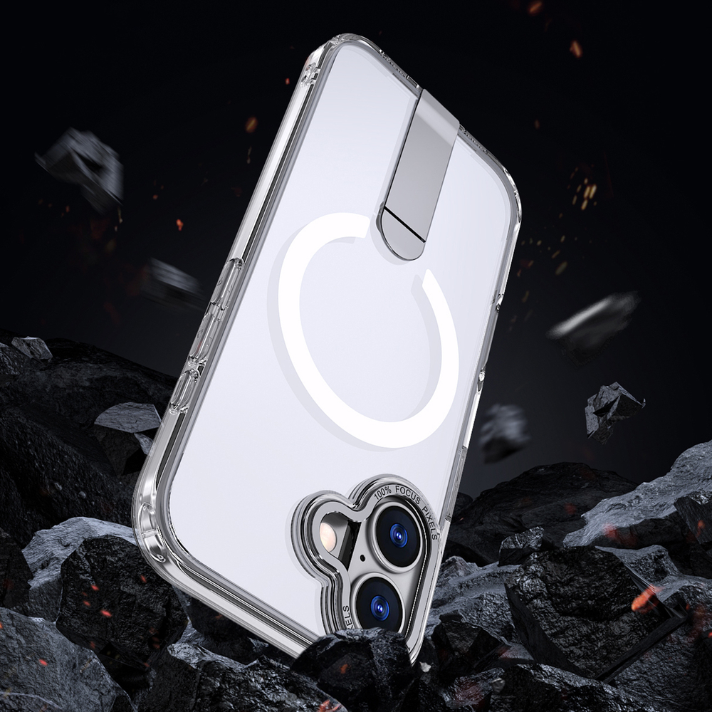 Hybrid Armor X Case for iPhone 17 with Stand and MagSafe, Transparent