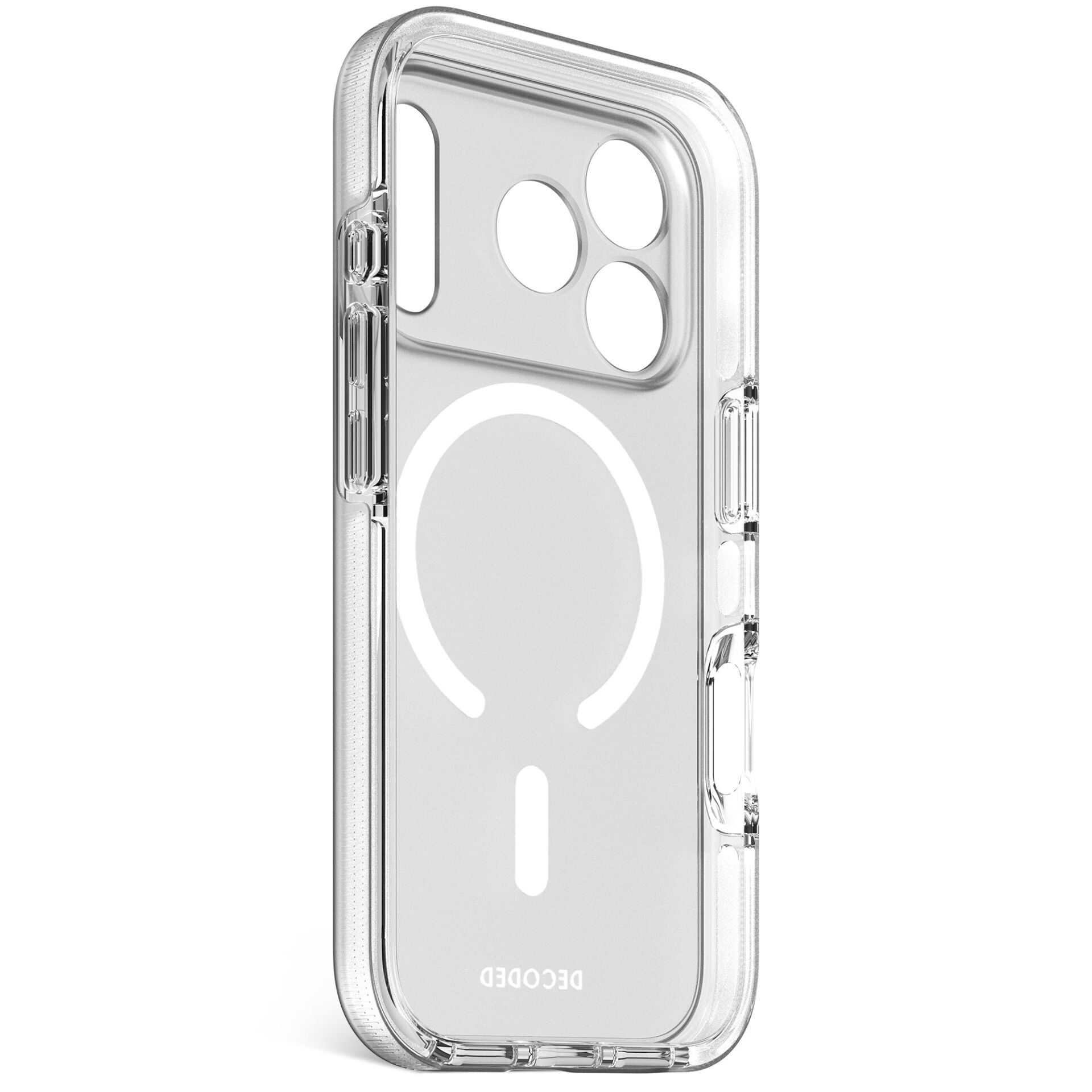 „Decoded DropTec“ MagSafe dėklas „iPhone 17 Pro“ telefonui, pusiau skaidrus