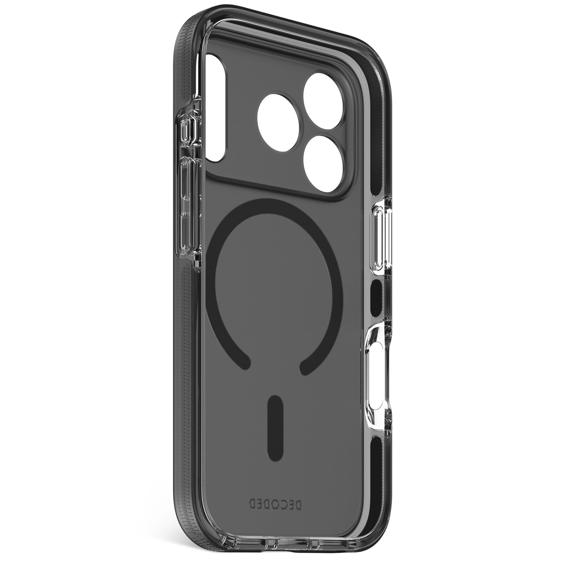 „Decoded DropTec“ MagSafe dėklas „iPhone 17 Pro“ - Juodas/Skaidrus