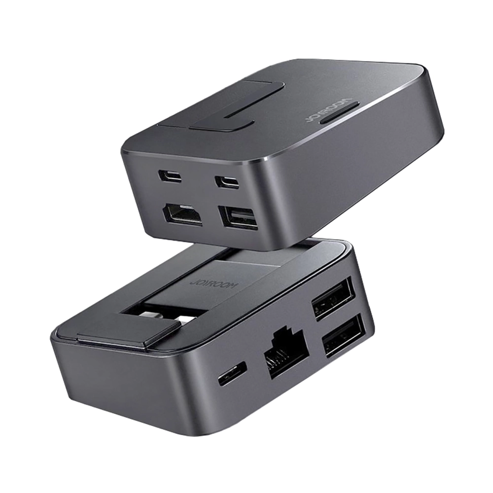 Hub Joyroom S-H121 USB-C stand - USB-A 3.0 / RJ45 / HDMI / USB-C / Thunderbolt MacBook Pro - gray