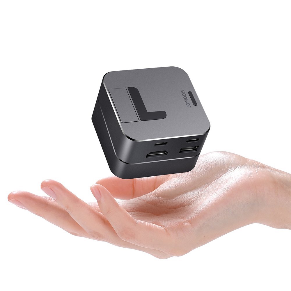 Hub Joyroom S-H121 USB-C stand - USB-A 3.0 / RJ45 / HDMI / USB-C / Thunderbolt MacBook Pro - gray