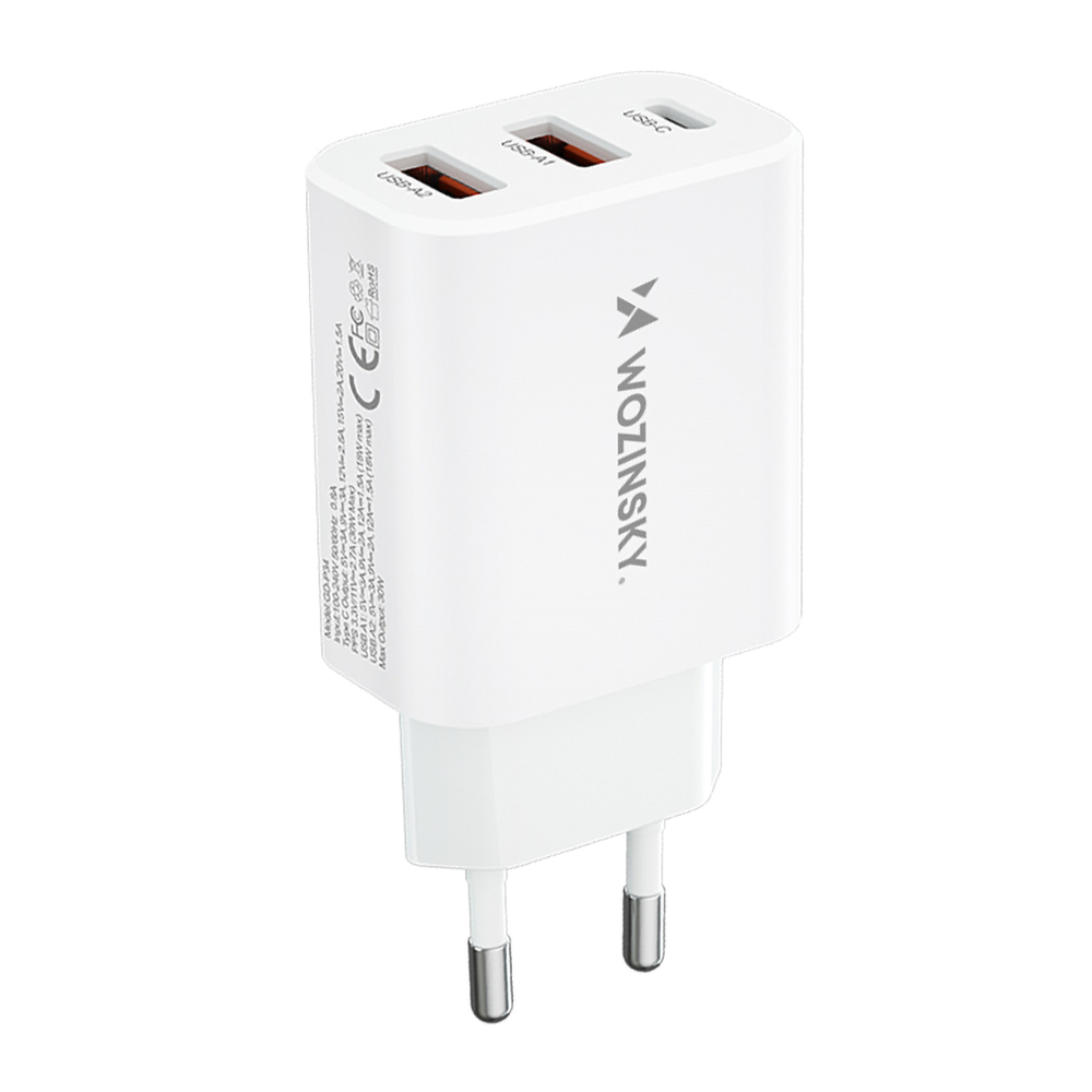 Wozinsky CWCUCW 30W USB-C / 2 x USB-A įkroviklis - Baltas